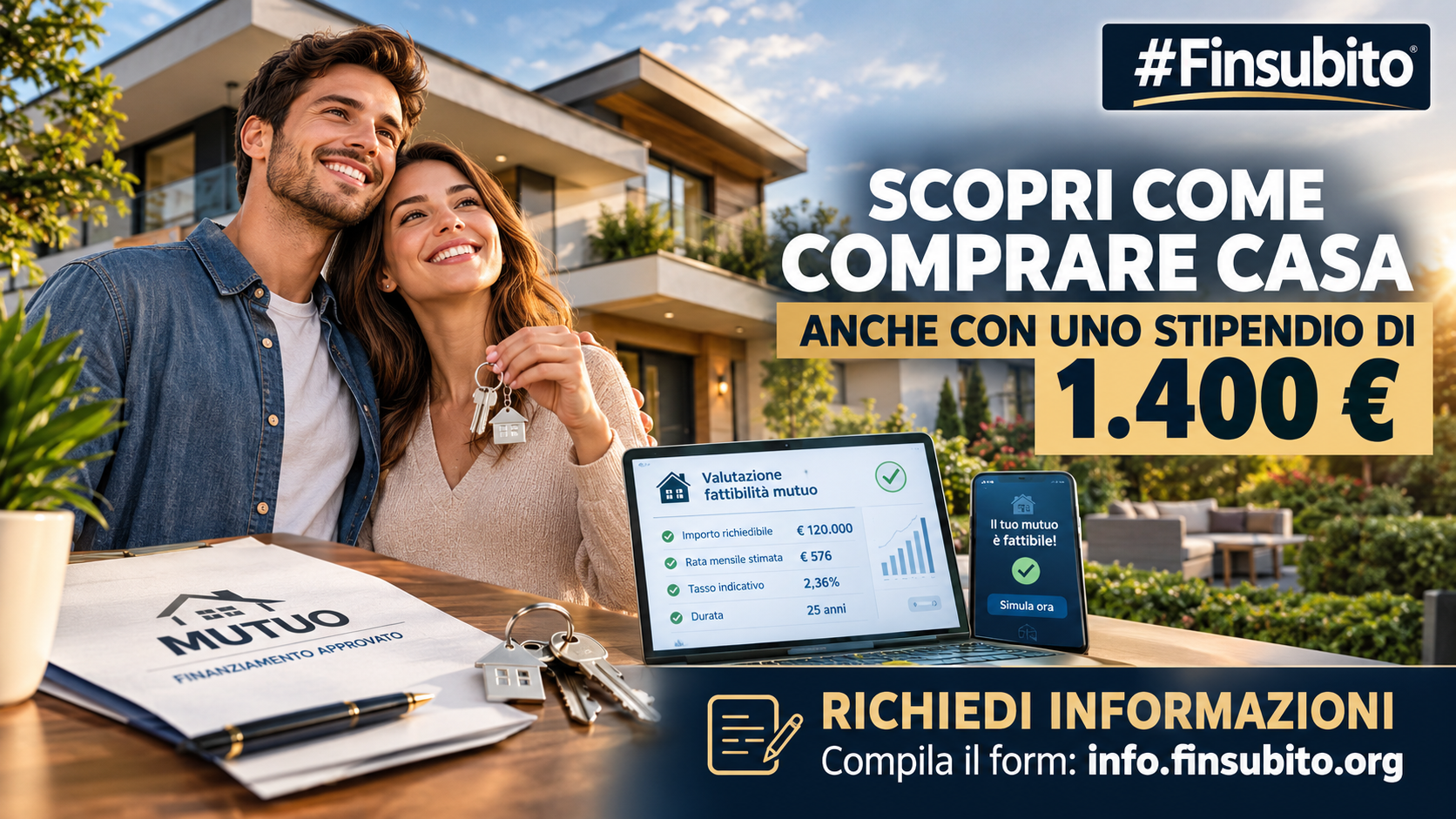 Scopri Come Comprare Casa Anche con uno Stipendio di 1400€: La Guida Definitiva ai Mutui 100% e alle Agevolazioni #Finsubito