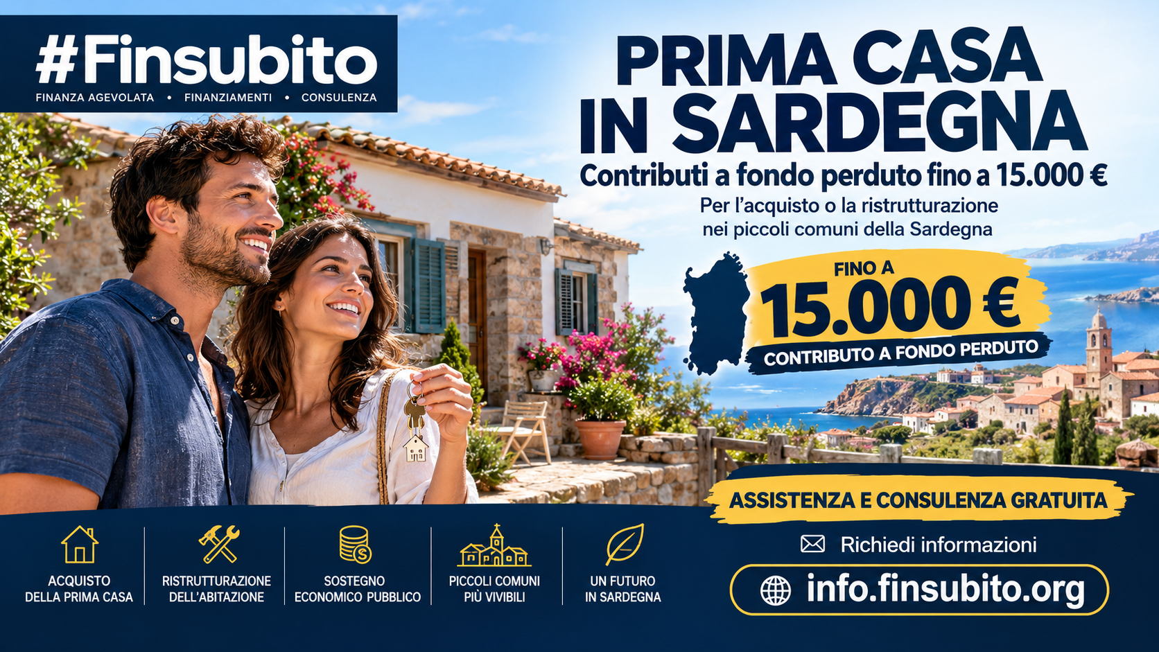 GUIDA DEFINITIVA 2026: CONTRIBUTI A FONDO PERDUTO FINO A 15.000€ PER LA PRIMA CASA NEI PICCOLI COMUNI DELLA SARDEGNA